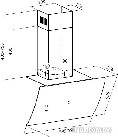 Кухонная вытяжка LEX Plaza GS 600 (черный)
