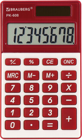 Калькулятор BRAUBERG PK-608-WR 250521 (бордовый)
