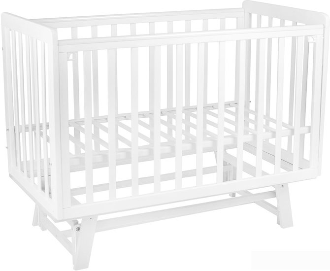 Приставная детская кроватка Indigo Style На ножках Продольный маятник (белый)