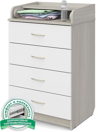 Детский комод Атон Мебель Сириус 604 ЛДСП (шимо светлый/белый)