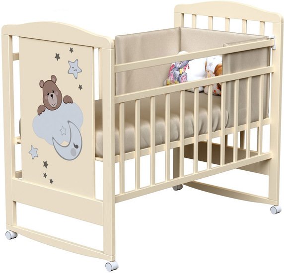 Классическая детская кроватка VDK Birba колесо-качалка (слоновая кость)