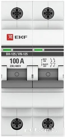 Выключатель нагрузки EKF PROxima 2P 100А ВН-125 SL125-2-100-pro