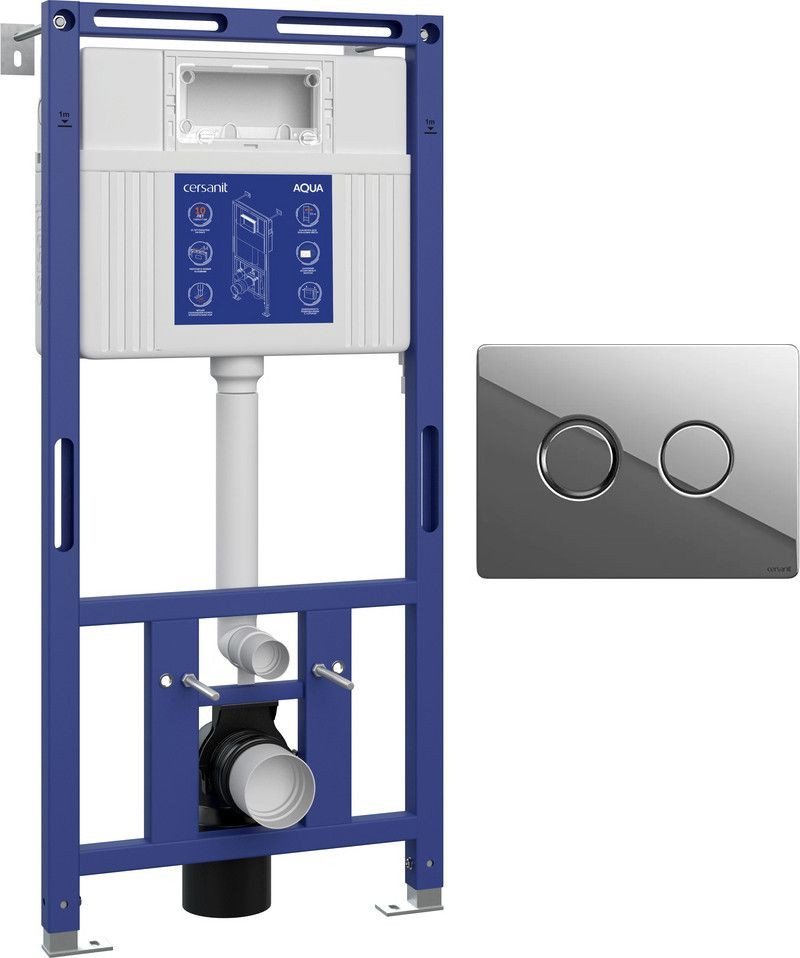 Инсталляция для унитаза Cersanit Aqua 50 Prime P 68178 с кнопкой Accento Circle для Aqua 69074 (кнопка хром глянец)