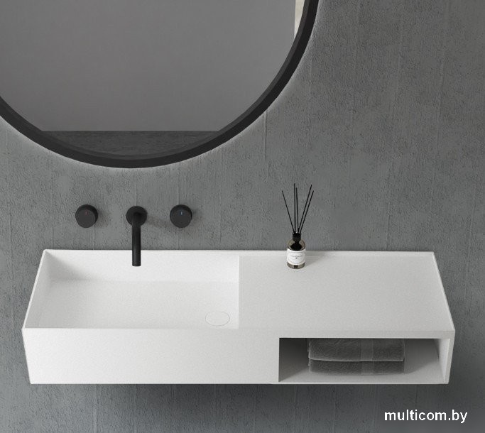 Abber Тумба с умывальником Stein AS2649-0.8 (подвесной, белый матовый)