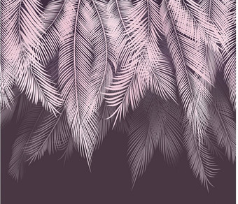 Фотообои Citydecor Пальмовые листья с оттенком 300x260 (пудровый-пурпурный)