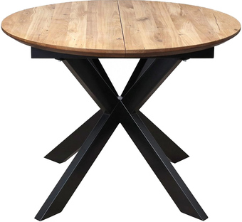 Кухонный стол ОКА Раунд 100-140x75 (дуб натуральный/черный)