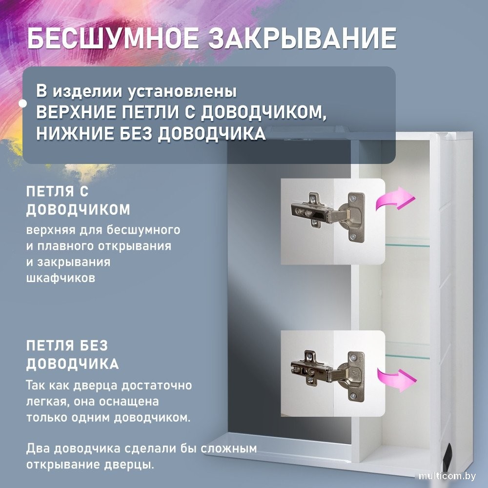 Doratiz Шкаф с зеркалом для ванной Вальс 50 R 2711.152 (белый, с подсветкой)