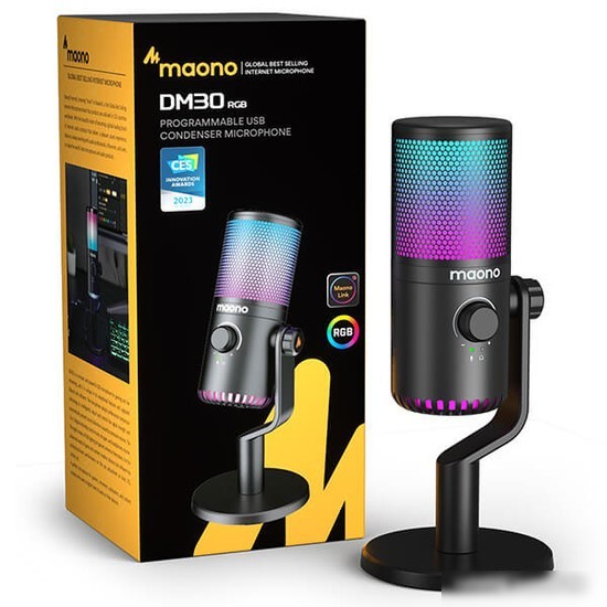 Проводной микрофон Maono DM30 RGB (черный)