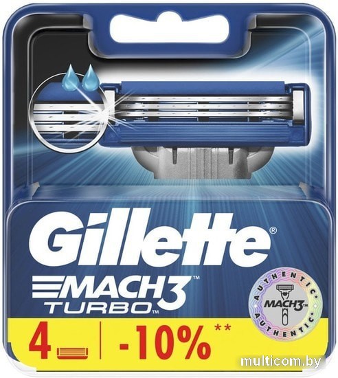 Сменное лезвие Gillette Mach3 Turbo (4 шт)