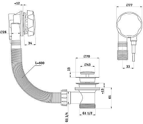 Донный клапан Ани Пласт ФР-00000825 (хром)