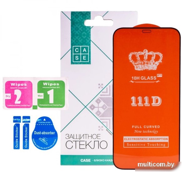 Защитное стекло Case 111D для iPhone 12 Pro Max (черный глянец)
