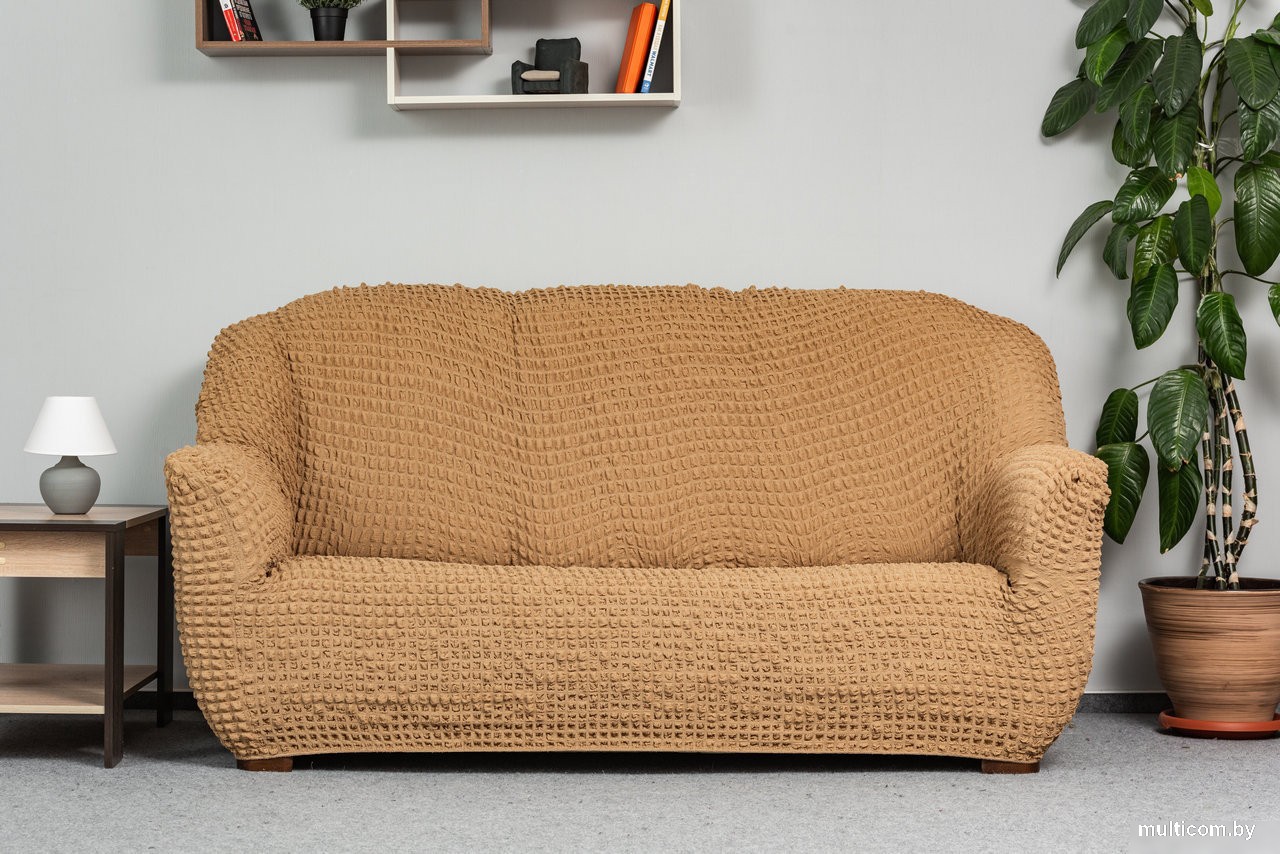 Чехол для дивана Софатэкс Стандарт ПО-6 без оборки (кофе с молоком)