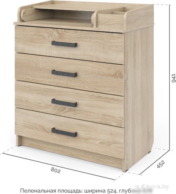 Детский комод Атон Marvin (дуб сонома)