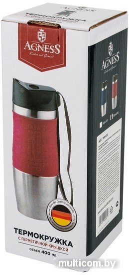 Термокружка Agness 709-032 0.4л (красный)
