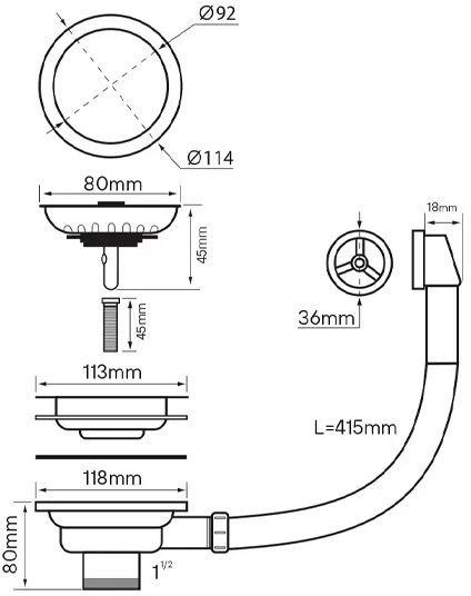 Сифон Paulmark PM6022-BG (золотой/брашированное золото)