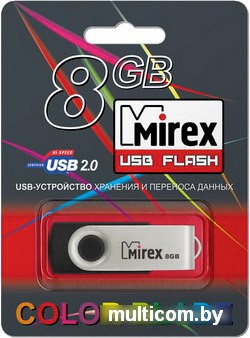USB Flash Mirex SWIVEL RUBBER BLACK 8GB (13600-FMURUS08)
