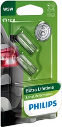 Лампа накаливания Philips W5W LongLife EcoVision 2шт
