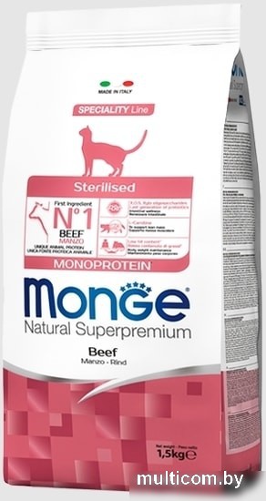 Сухой корм для кошек Monge Sterilised Beef 1.5 кг