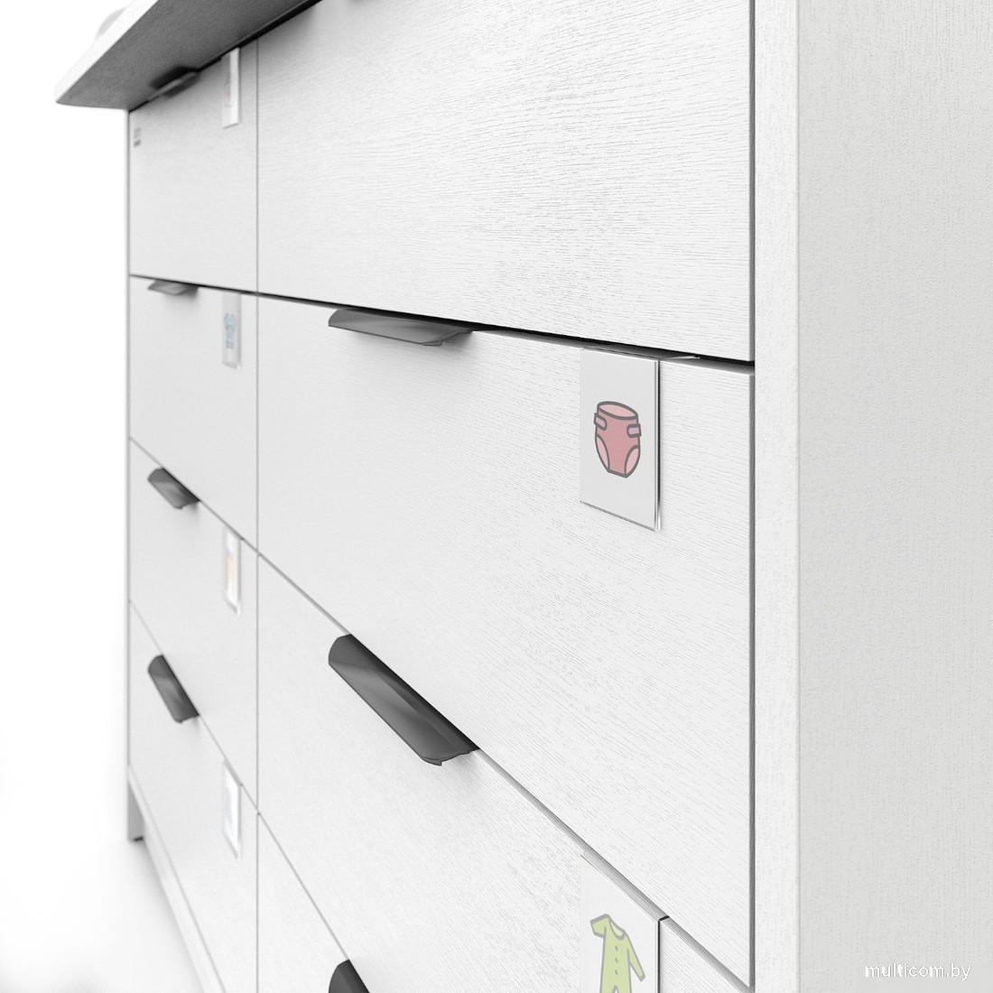 Детский комод Атон Мебель Zeus 1008 ЛДСП с шариковыми направляющими (белый)