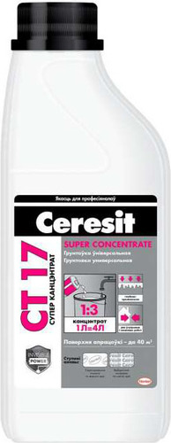 Акриловая грунтовка Ceresit CT 17 Super Concentrate 1 л