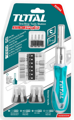 Набор отвертка с битами и головками Total TACSD30246 (24 предмета)