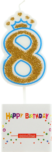 Свеча для торта Miland Королевский праздник. Цифра 8 с глитером С-4937