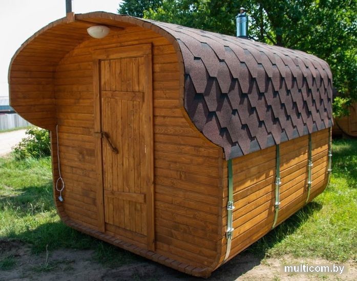 Бочка КомфортПром С печным узлом, предбанником и козырьком 10331336 (3м)