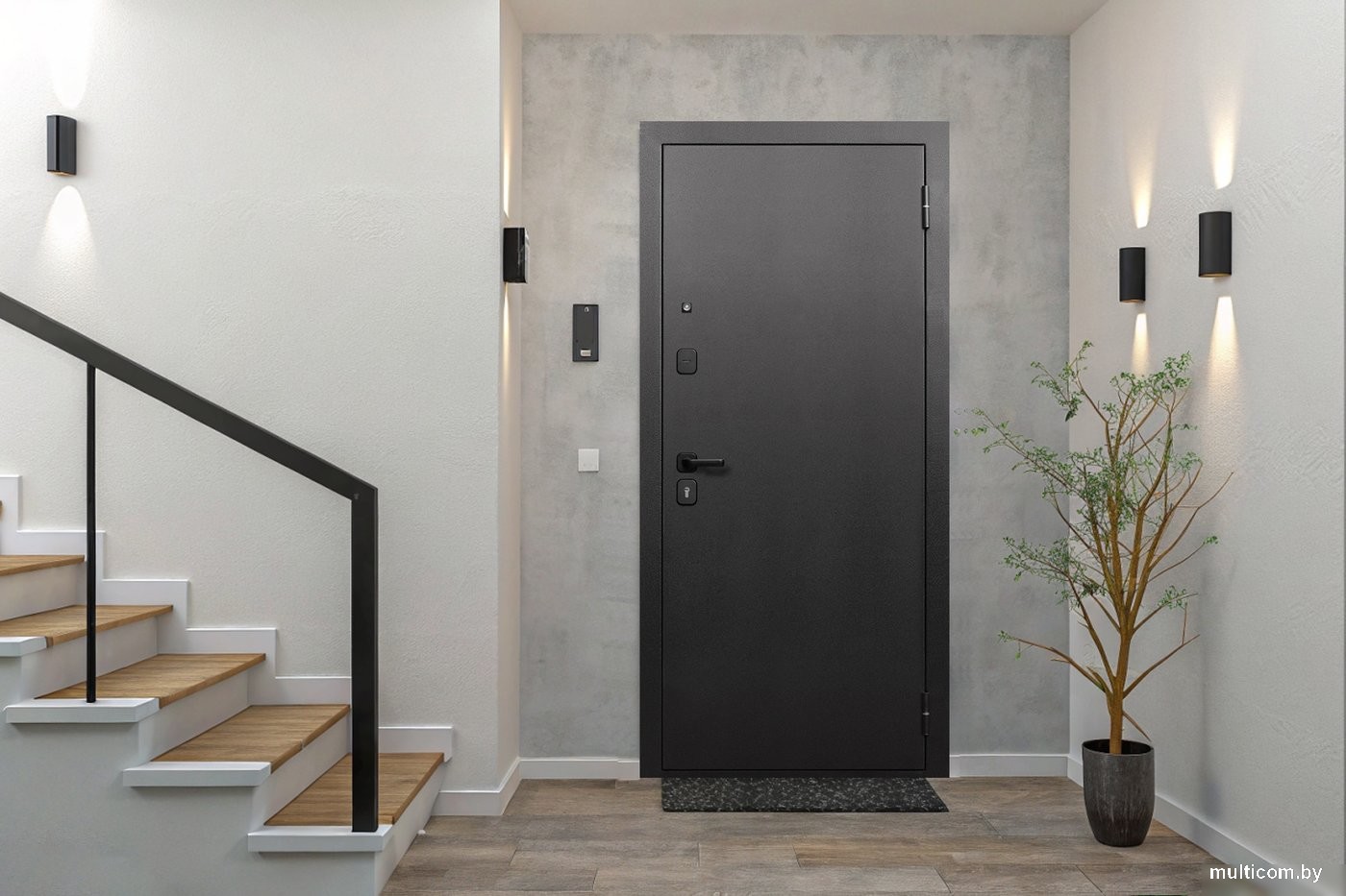 Металлическая дверь Guard Зеркало 96x205 правая (серебристый/белый матовый)