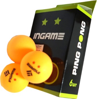 Мяч для настольного тенниса Ingame IG020 (2 звезды, 6 шт., оранжевый)