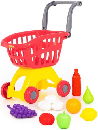 Тележка игрушечная Полесье Мини с набором продуктов №14 71385