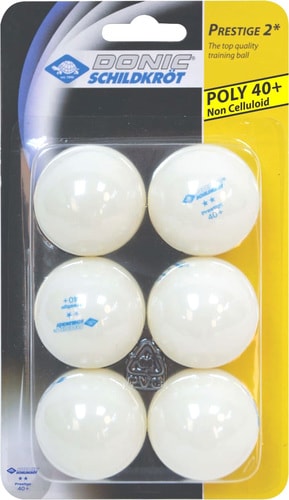 Мяч для настольного тенниса Donic Schildkrot Prestige 40+ (белый, 2 звезды/6 шт.)