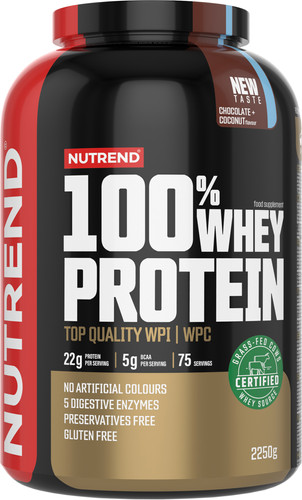 Протеин сывороточный (изолят) Nutrend 100% Whey Protein (2250г, шоколад/кокос)