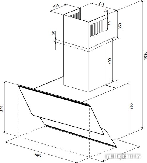 Кухонная вытяжка Krona Irida 600 White Push Button