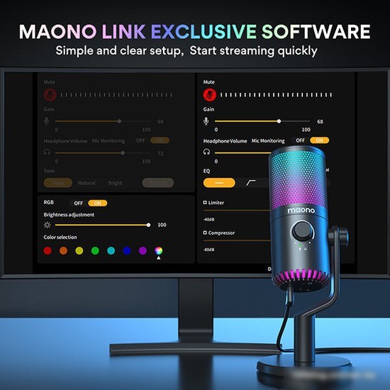 Проводной микрофон Maono DM30 RGB (черный)