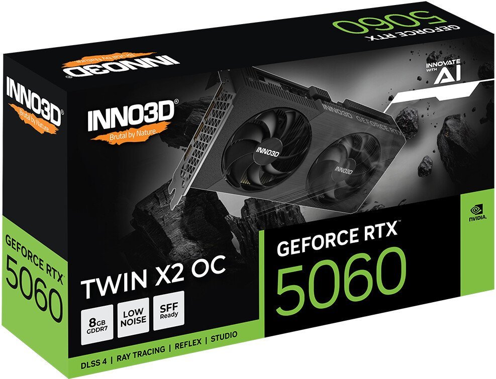 Видеокарта Inno3D GeForce RTX 5060 8GB Twin X2 OC N50602-08D7X-195071N