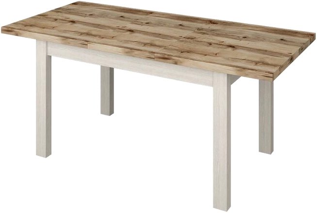 Кухонный стол Senira Кастусь 110-145x70 (береза сандал/белый)