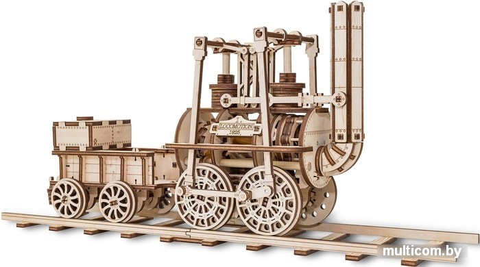 Сборная модель Eco-Wood-Art Локомотив с резиномотором