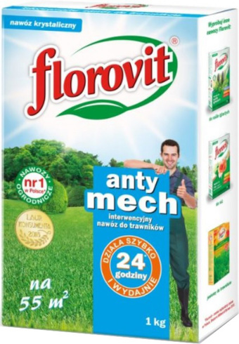 Удобрение Florovit Для газонов Анти мох гранулированное (1 кг, коробка)
