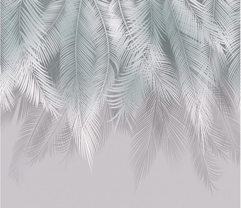 Фотообои Citydecor Пальмовые листья с оттенком 300x260 (бирюза-серый)