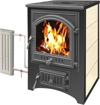 Свободностоящая печь-камин Везувий ПК-01(205) 12 кВт (с плитой и т/о, бежевый)