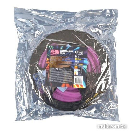 Светодиодная лента Uniel ULS-N11-2835-120LED-m-8mm-IP67-DC24V-10W-m-15M-PINK