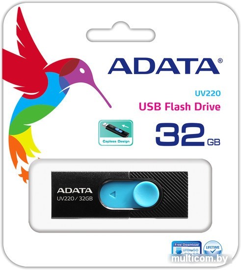 USB Flash A-Data UV220 32GB (черный/голубой)