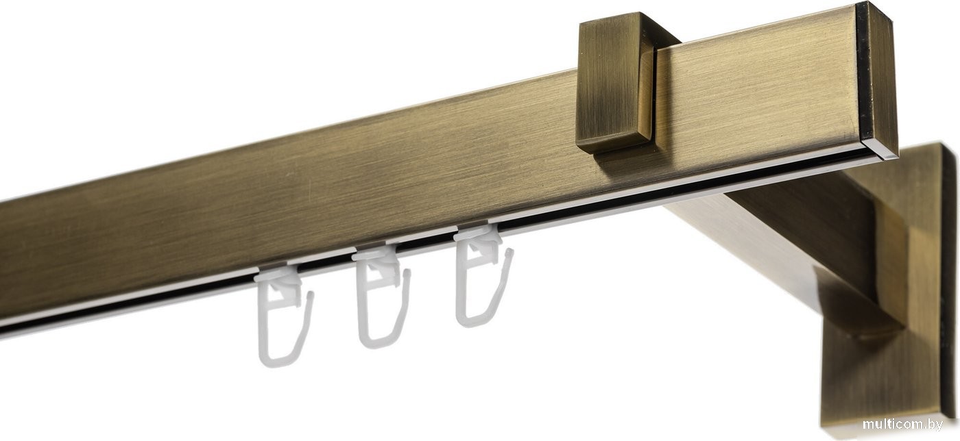 Карниз для штор Sundays Home Флэт Лайн Изи одинарный (заглушка, антик, 2 м)