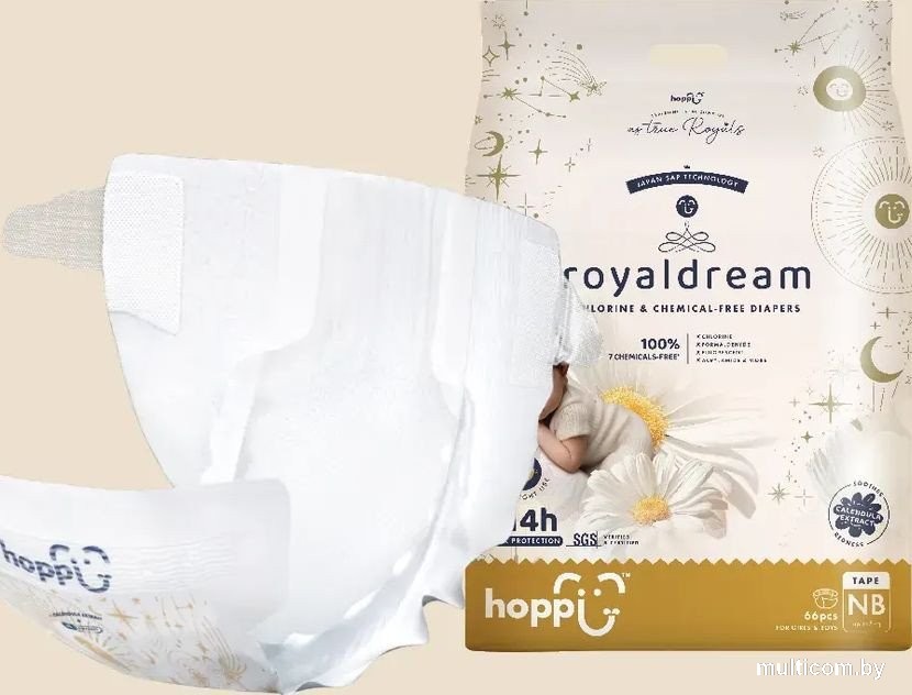 Подгузники Hoppi RoyalDream для новорожденных до 5кг HB-040-NB (66шт)