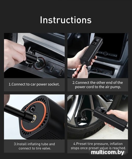 Автомобильный компрессор Baseus Super Mini Inflator Pump CRCQ000001
