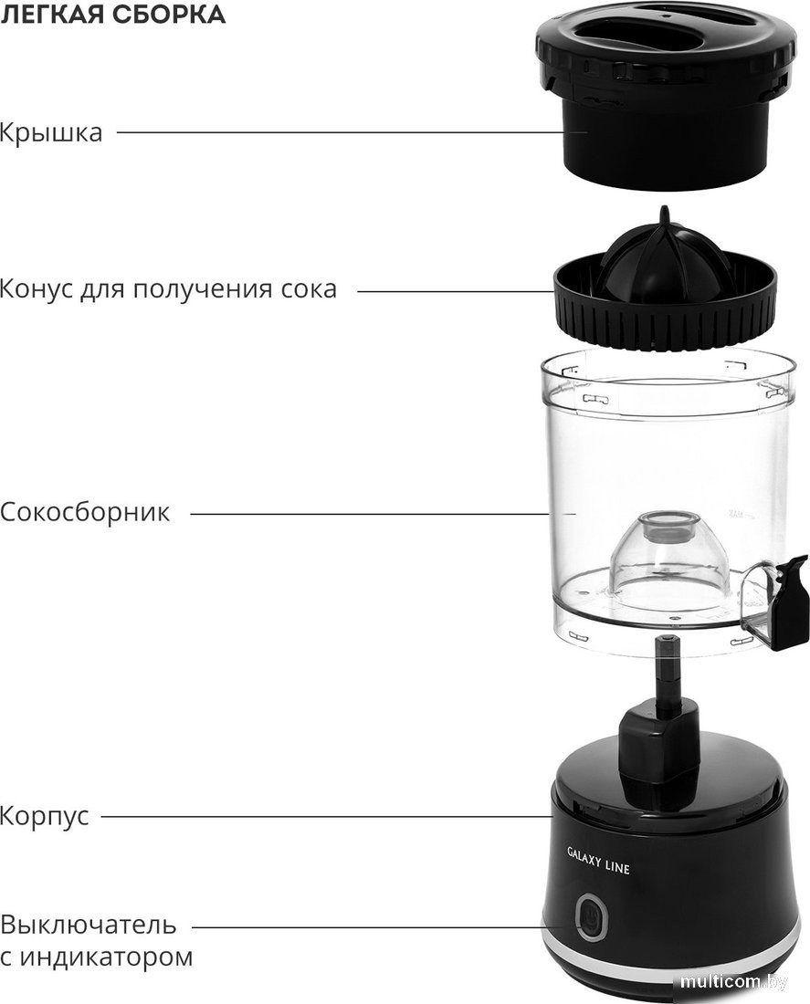 Соковыжималка Galaxy Line GL0855 (черный)