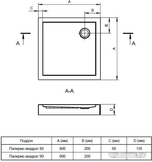 Santek Палермо 90х90 1.WH30.2.476