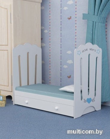 Классическая детская кроватка VDK Little Heart маятник с ящиком (белый)