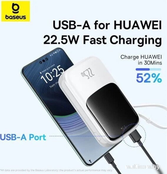 Внешний аккумулятор Baseus Qpow Pro+ Digital Display Fast Charge 22.5W 10000mAh (белый)