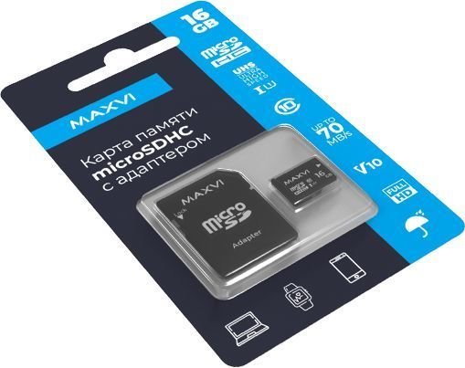 Карта памяти Maxvi microSDHC 16GB Class 10 UHS-I (1) MSD16GBC10V10